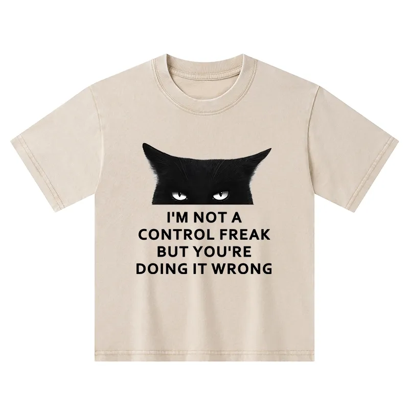 Tokyo-Tiger Control Freak Funny Kids Washed T-Shirt Sale