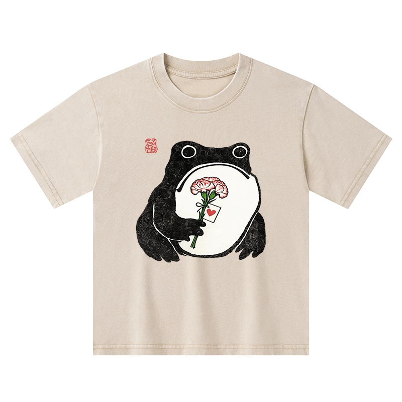 Tokyo-Tiger The Frog Holding A Carnation Kids Washed T-Shirt