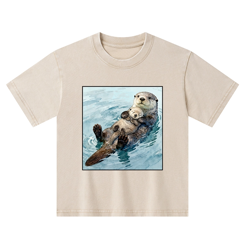 Tokyo-Tiger Adorable Sea Otters Kids Washed T-Shirt