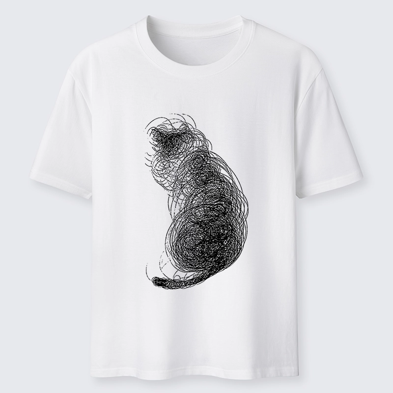 Tokyo-Tiger Chaotic Line Art Of A Curled Cat Classic T-Shirt