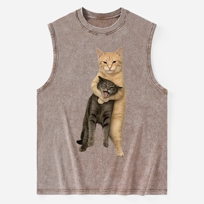 Tokyo-Tiger Orange Cat’s Tight Embrace Washed Tank Sale