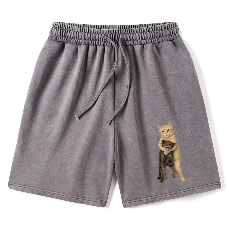 Tokyo-Tiger Orange Cat’s Tight Embrace Washed Shorts