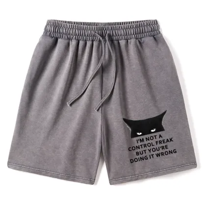 Tokyo-Tiger Control Freak Funny Washed Shorts