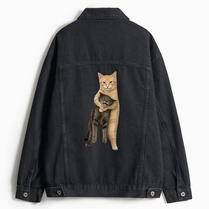 Tokyo-Tiger Orange Cat’s Tight Embrace Jean Jacket