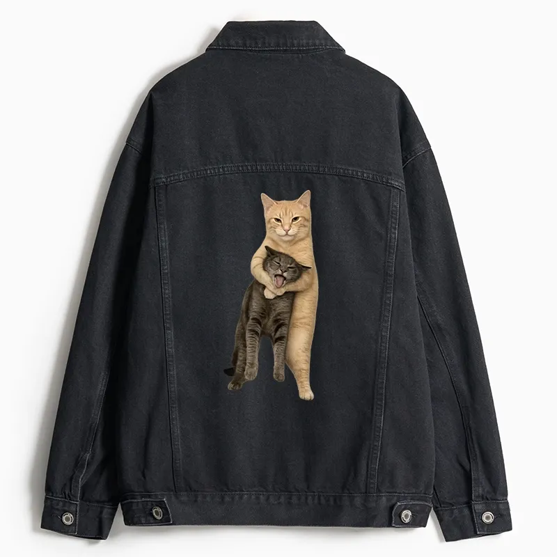 Tokyo-Tiger Orange Cat’s Tight Embrace Jean Jacket Sale