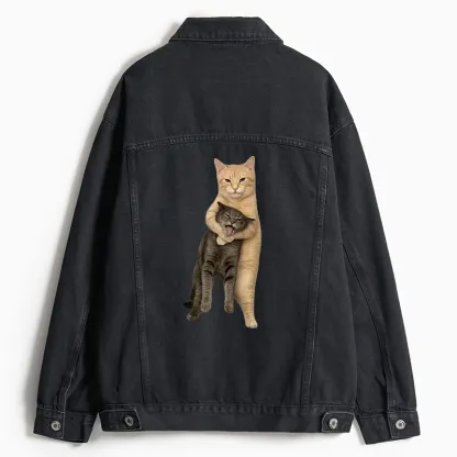 Tokyo-Tiger Orange Cat’s Tight Embrace Jean Jacket
