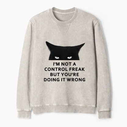 Tokyo-Tiger Control Freak Funny Washed Terry Sweatshirt