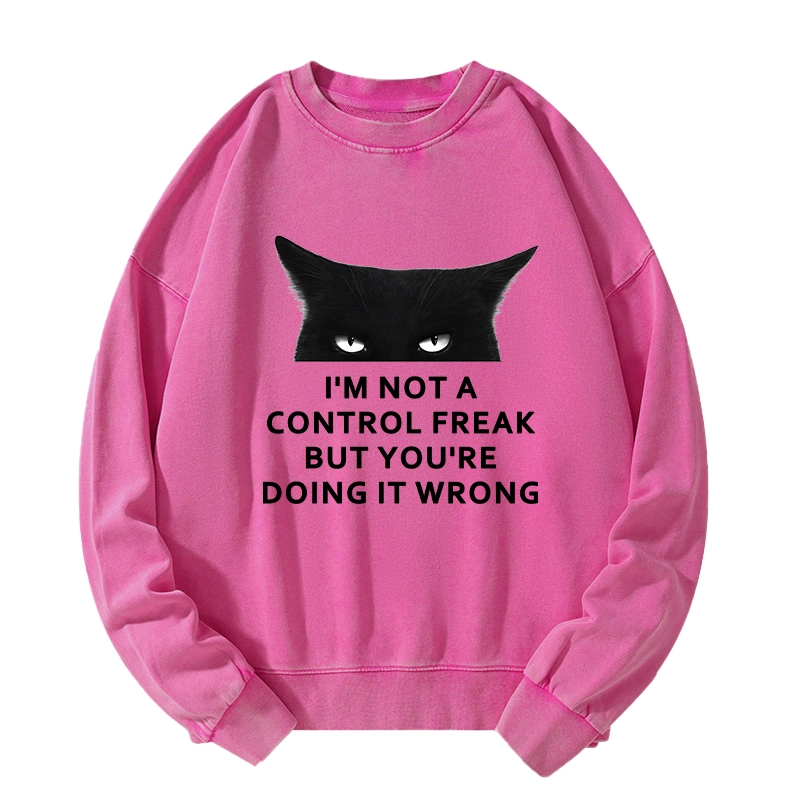 Tokyo-Tiger Control Freak Funny Washed Sweatshirt