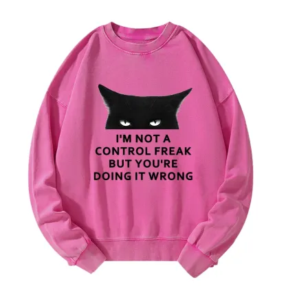 Tokyo-Tiger Control Freak Funny Washed Sweatshirt