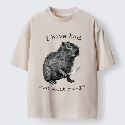 Tokyo-Tiger Capybara With A Knife Washed T-Shirt