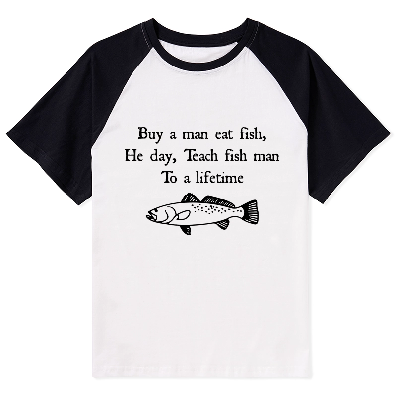 Tokyo-Tiger Man Eat Fish Meme Raglan T-shirt
