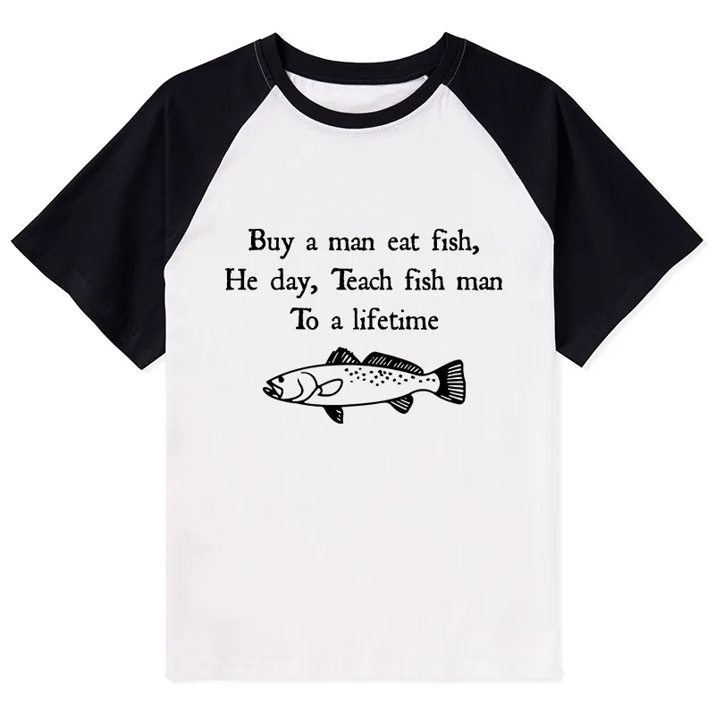 Tokyo-Tiger Man Eat Fish Meme Raglan T-shirt