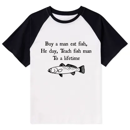 Tokyo-Tiger Man Eat Fish Meme Raglan T-shirt