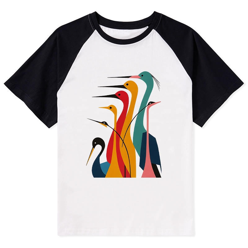 Tokyo-Tiger Various Types Of Cranes Raglan T-shirt