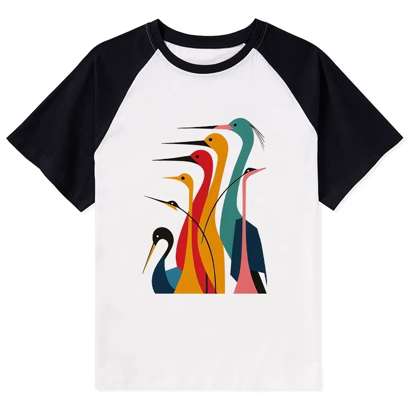 Tokyo-Tiger Various Types Of Cranes Raglan T-shirt