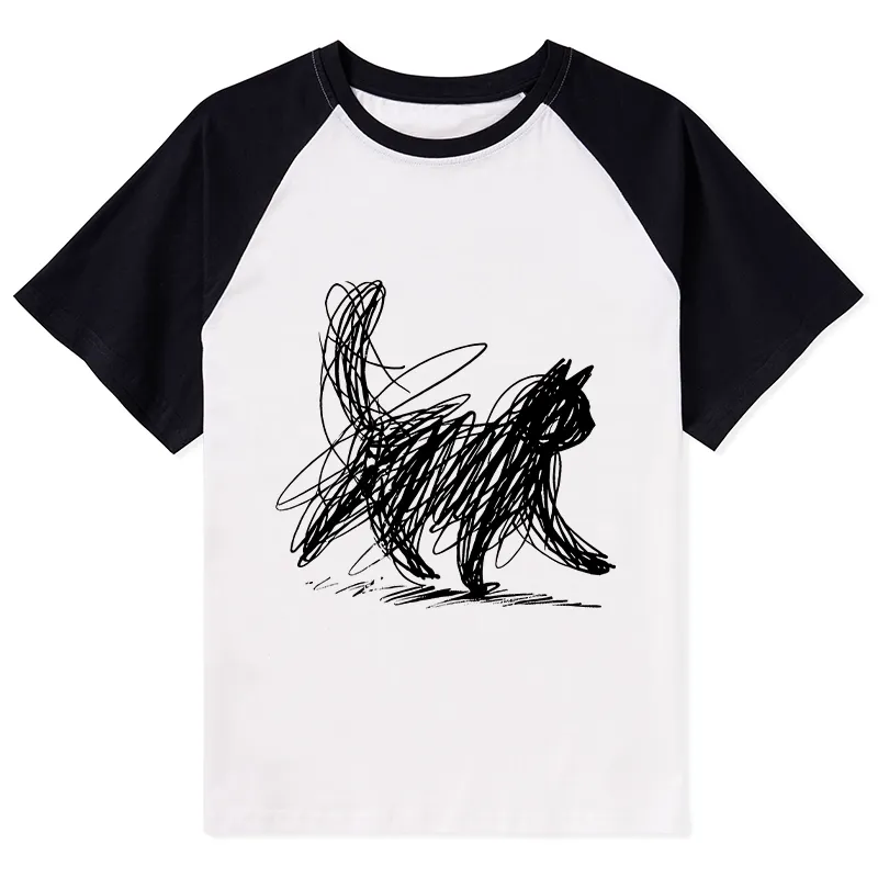 Tokyo-Tiger Minimalist Cat Art Raglan T-shirt Sale