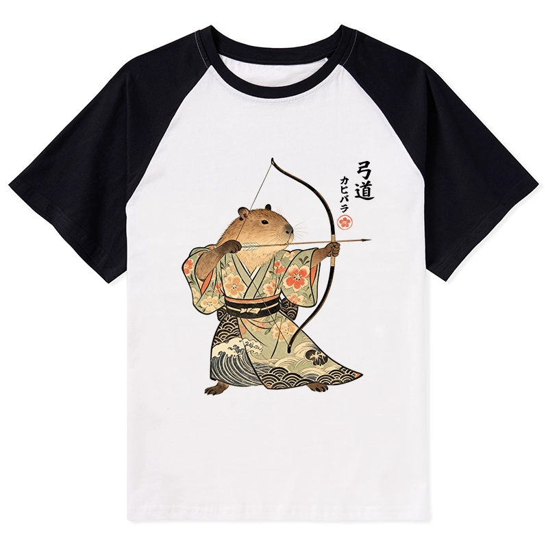 Tokyo-Tiger Capybara Archery Raglan T-shirt