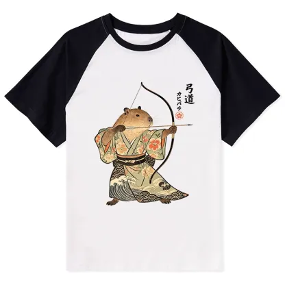 Tokyo-Tiger Capybara Archery Raglan T-shirt
