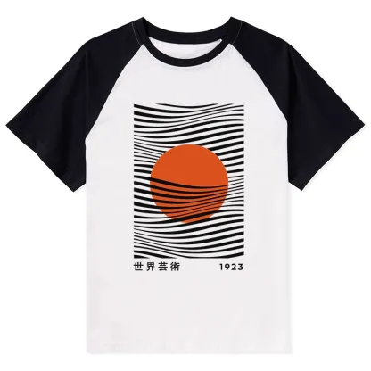 Tokyo-Tiger Minimalist Art Sun Raglan T-shirt