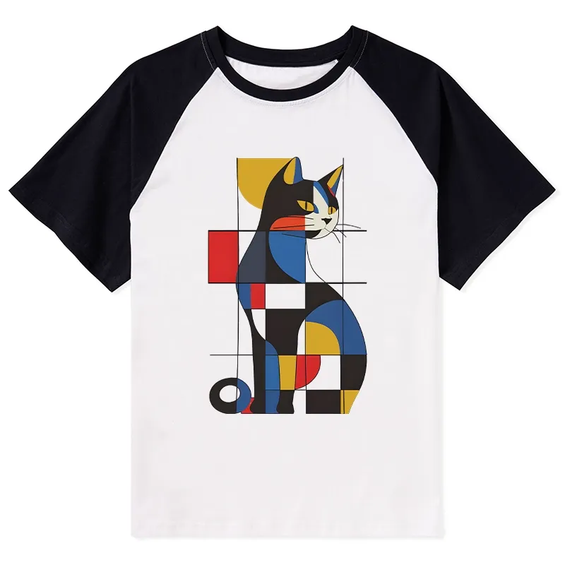 Tokyo-Tiger Mondrian Cat Raglan T-shirt