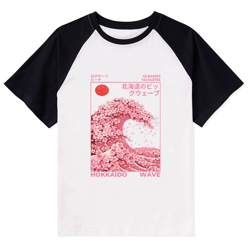 Tokyo-Tiger Sakura Wave Raglan T-shirt