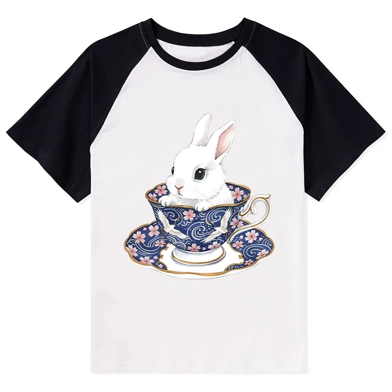 Tokyo-Tiger Cute Rabbit Tea Set Raglan T-shirt Sale
