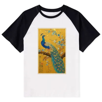 Tokyo-Tiger The Peacock's Silent Elegance Raglan T-shirt