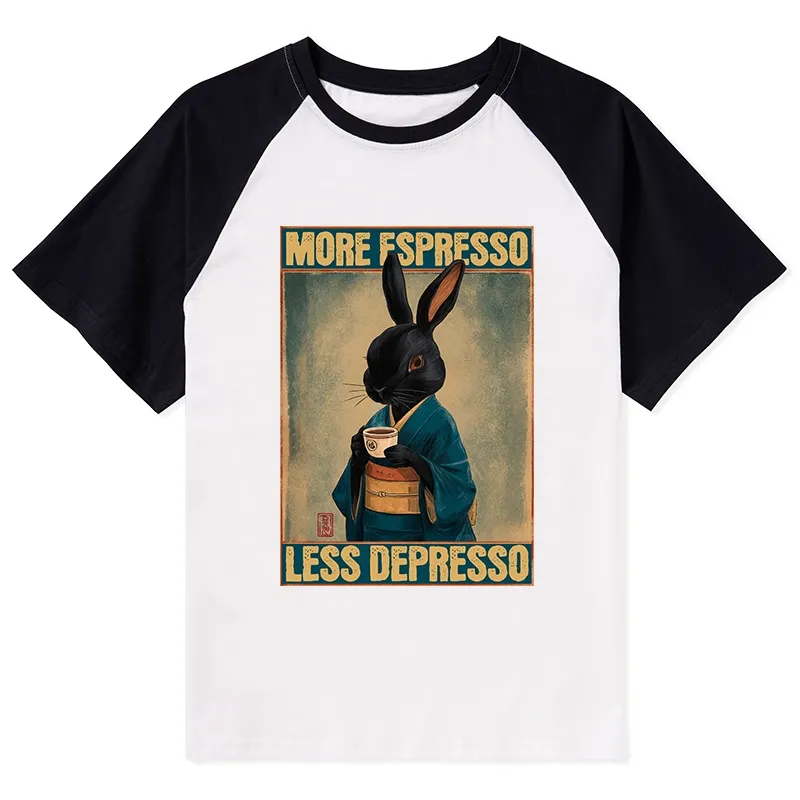 Tokyo-Tiger More Espresso Less Depresso Raglan T-shirt