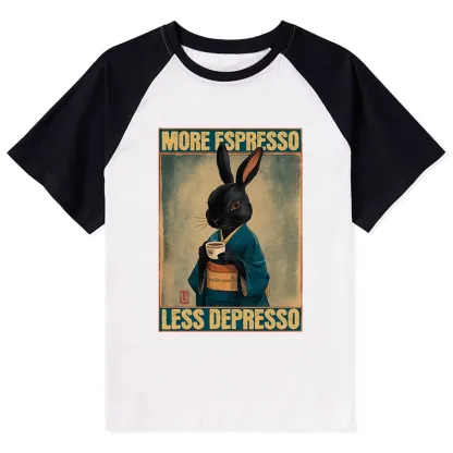 Tokyo-Tiger More Espresso Less Depresso Raglan T-shirt