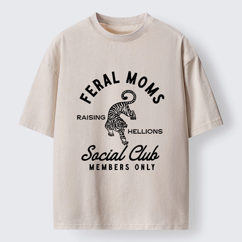 Tokyo-Tiger Tiger Feral Moms Club Washed T-Shirt