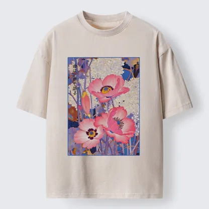 Tokyo-Tiger Vintage Japanese Poppy Art Washed T-Shirt