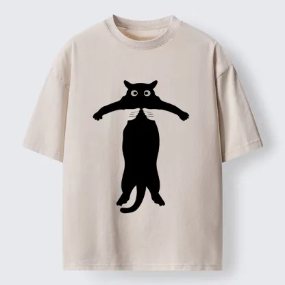 Tokyo-Tiger Black Cat Held By Hands Washed T-Shirt