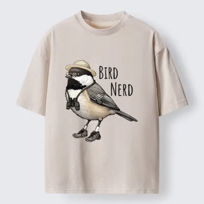 Tokyo-Tiger Bird Nerd Chickadee Explorer Washed T-Shirt
