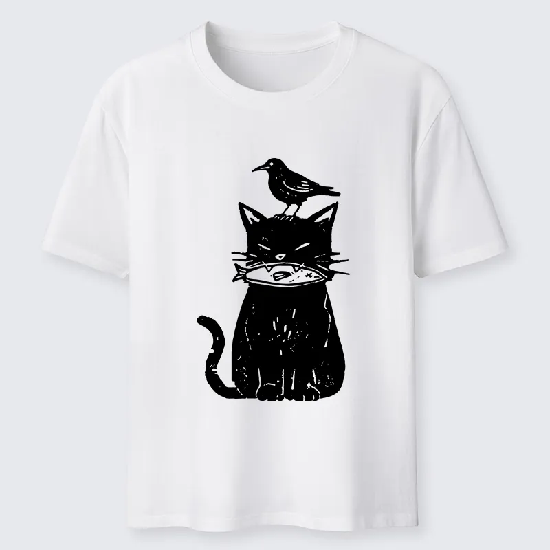 Tokyo-Tiger Black Cat With Fish And Bird Classic T-Shirt
