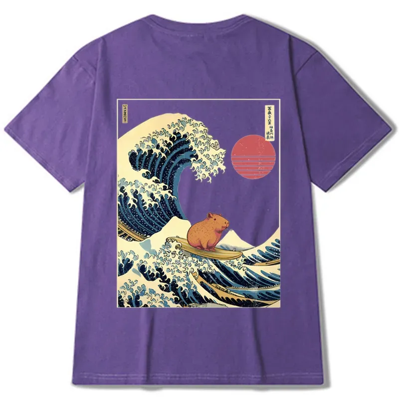 Tokyo-Tiger Capybara Surfing Back Classic T-Shirt