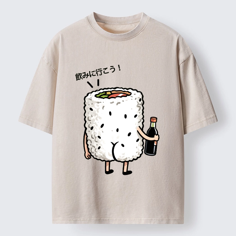 Tokyo-Tiger Sushi Roll Character Going Out Washed T-Shirt