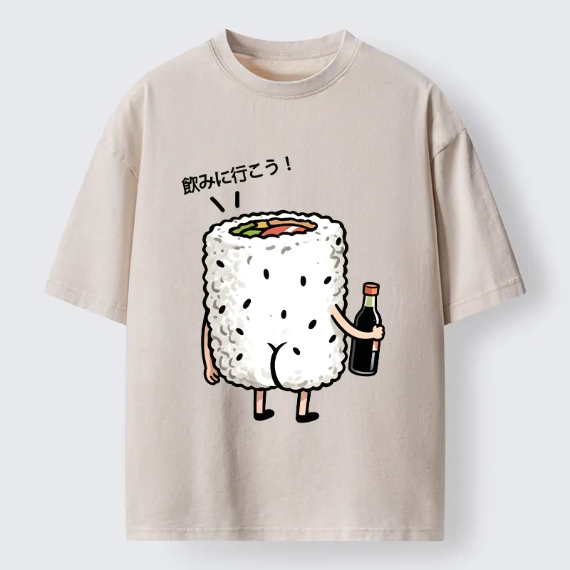 Tokyo-Tiger Sushi Roll Character Going Out Washed T-Shirt