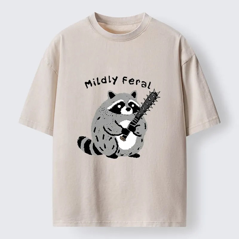 Tokyo-Tiger Cute But Feral Raccoon Cartoon Washed T-Shirt