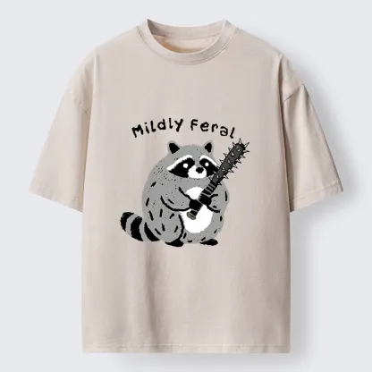 Tokyo-Tiger Cute But Feral Raccoon Cartoon Washed T-Shirt