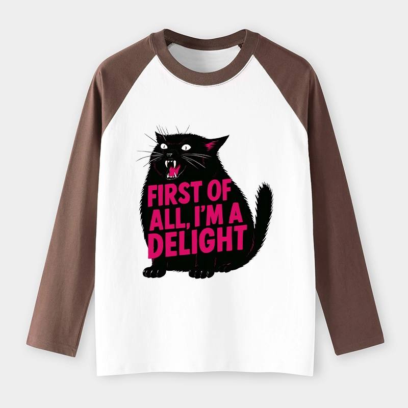 Tokyo-Tiger Roaring Black Cat Raglan Long Sleeve T-shirt