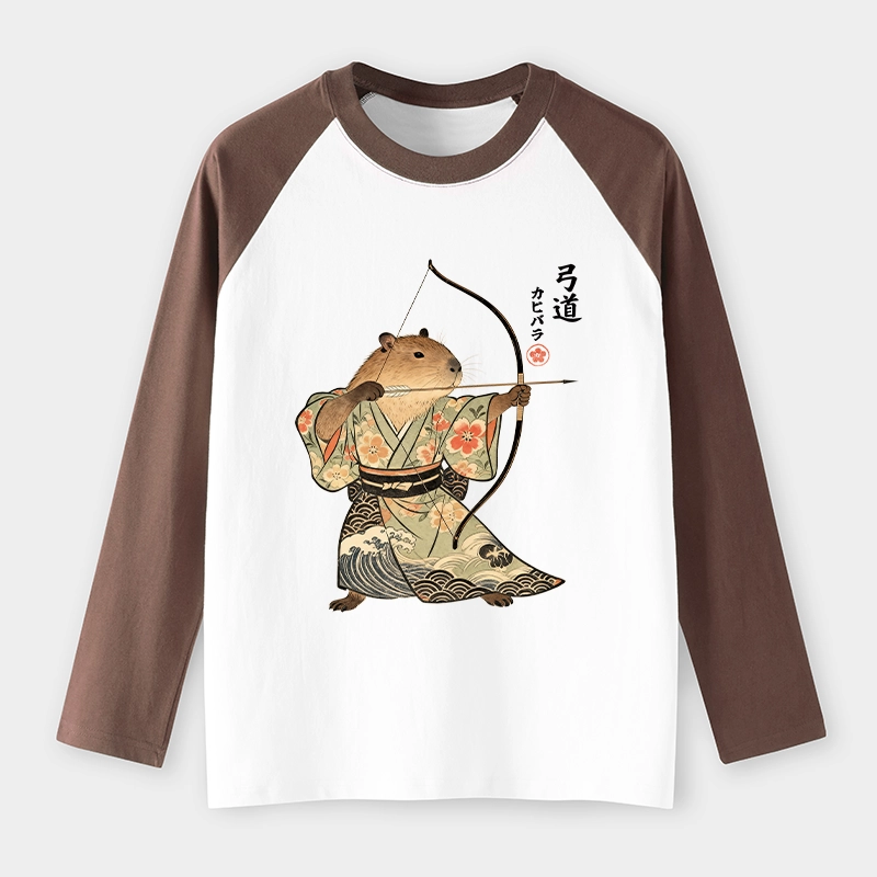 Tokyo-Tiger Capybara Archery Raglan Long Sleeve T-shirt