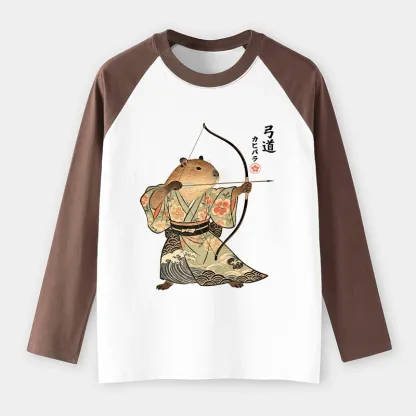 Tokyo-Tiger Capybara Archery Raglan Long Sleeve T-shirt