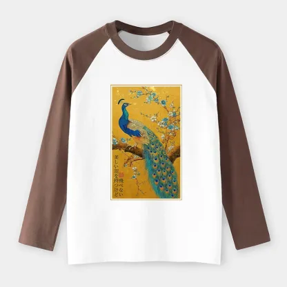 Tokyo-Tiger The Peacock's Silent Elegance Raglan Long Sleeve T-shirt
