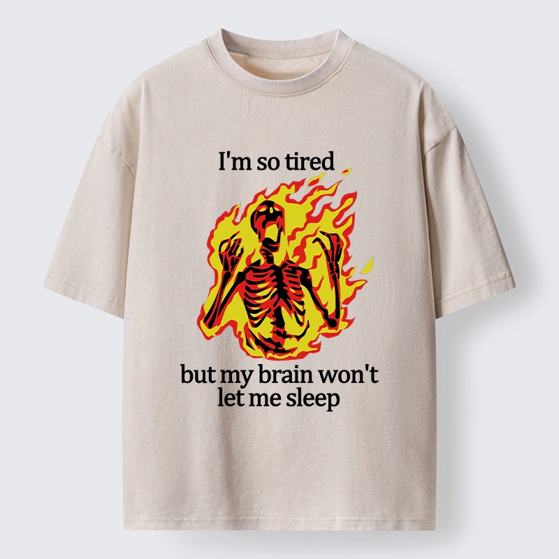 Tokyo-Tiger Tired Skeleton On Fire Washed T-Shirt