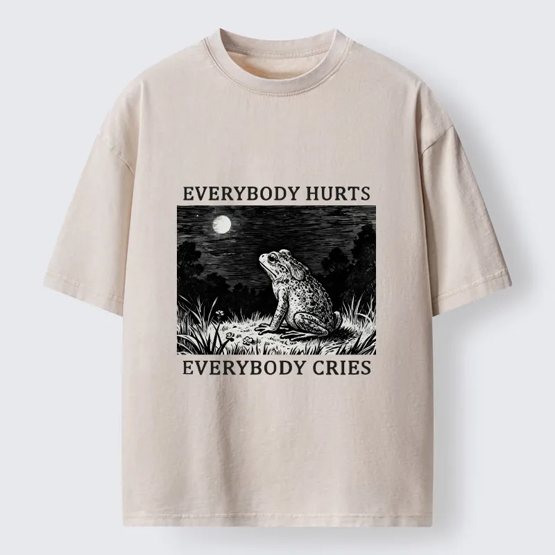 Tokyo-Tiger Lonely Frog Under Moonlight Washed T-Shirt