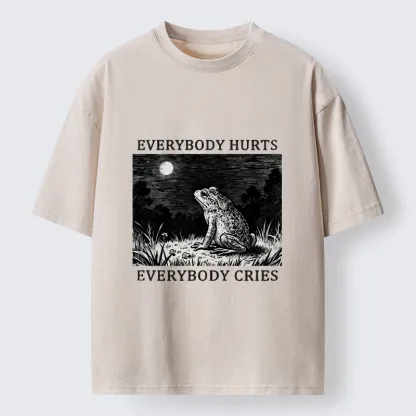 Tokyo-Tiger Lonely Frog Under Moonlight Washed T-Shirt