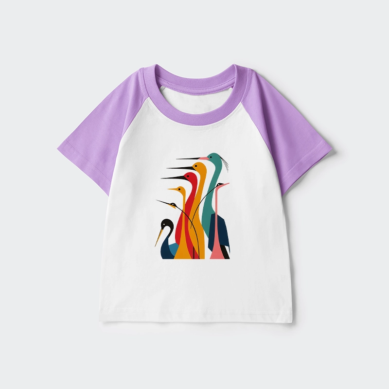 Tokyo-Tiger Various Types Of Cranes Kids Raglan T-shirt