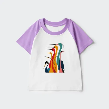 Tokyo-Tiger Various Types Of Cranes Kids Raglan T-shirt