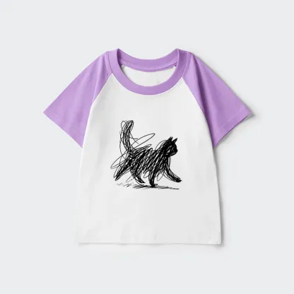 Tokyo-Tiger Minimalist Cat Art Kids Raglan T-shirt