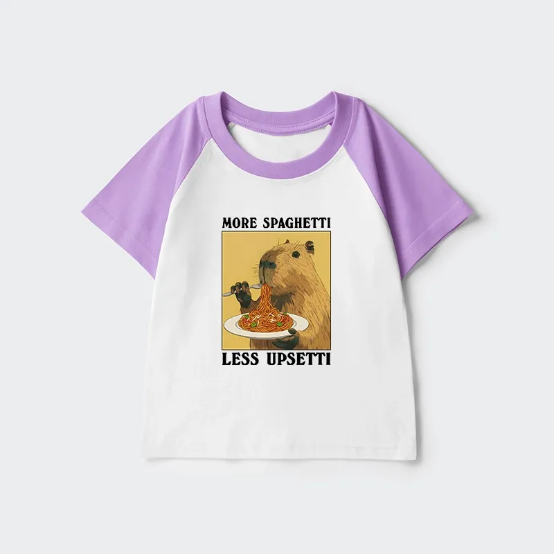 Tokyo-Tiger Capybara Eating Pasta Kids Raglan T-shirt